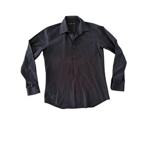 Modern Amusement Mens Long Sleeve Button Down Shirt Black Crow Logo Solid Size L